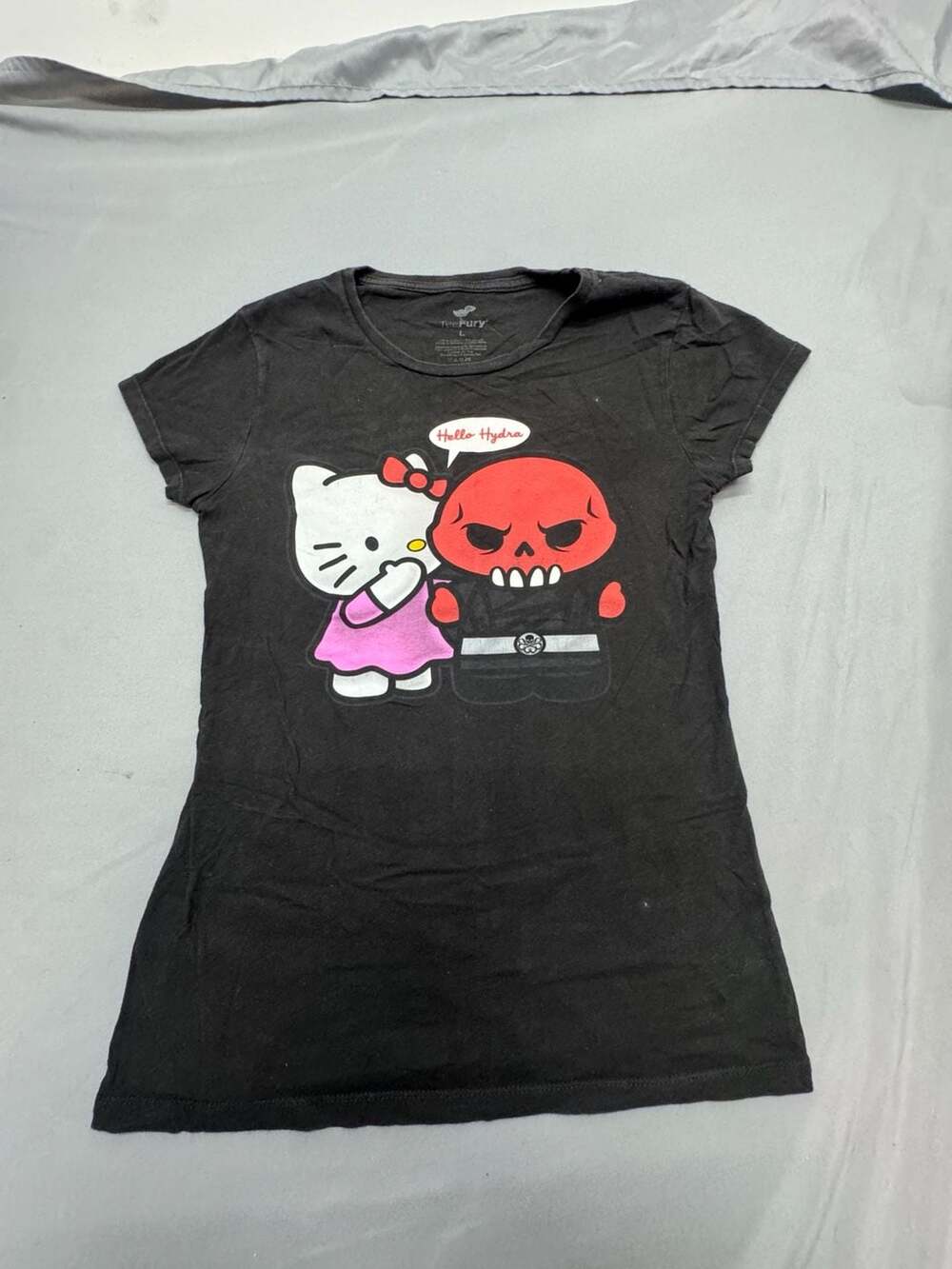 TeeFury Hello Hydra Hello Kitty Red Skull T-Shirt Size L Black